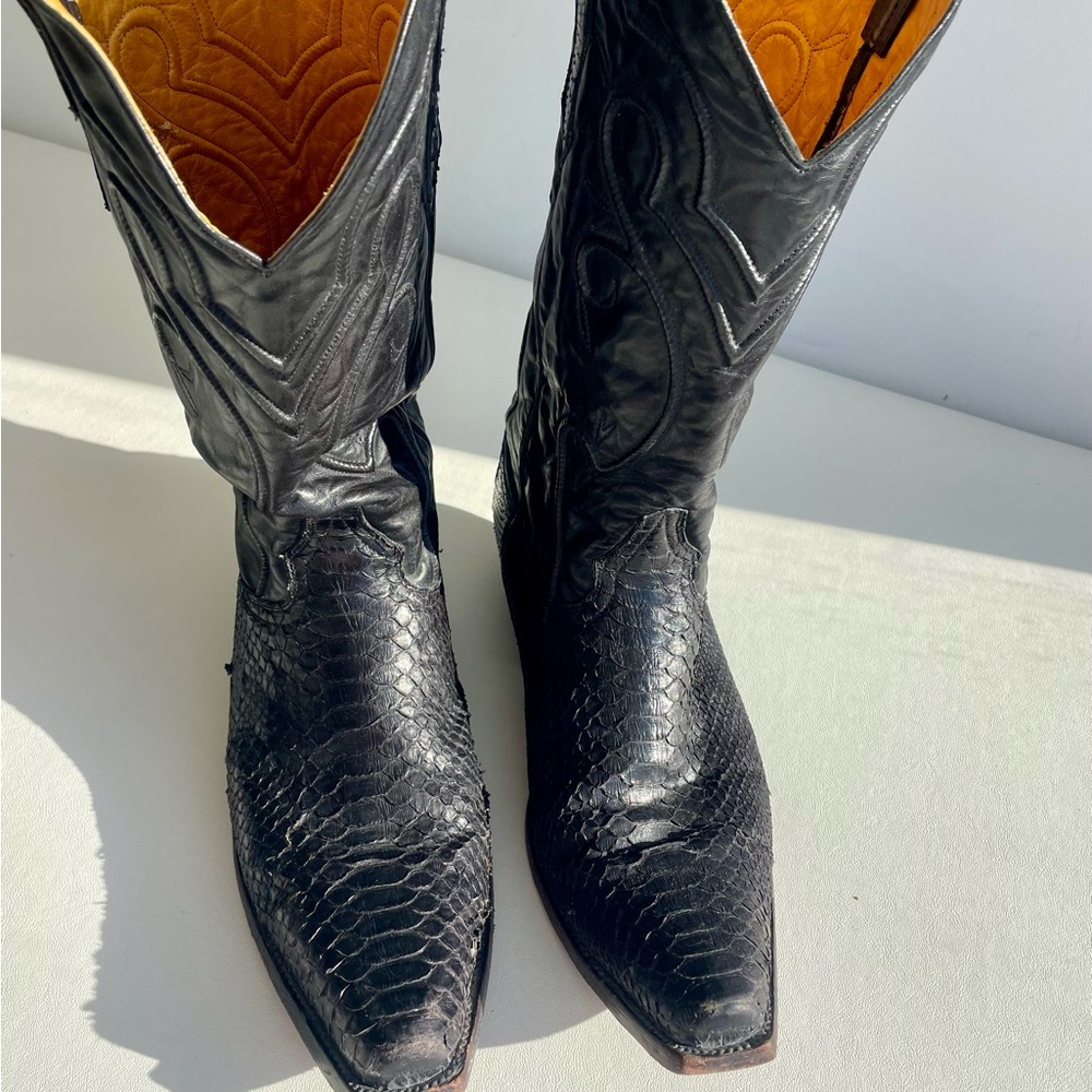 Old Gringo - Black Leather Python Cowboy Boots